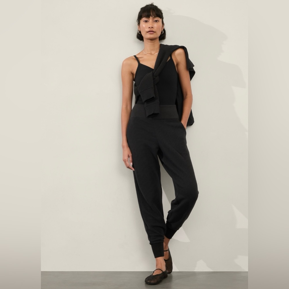 Athleta Black High-Waist Jogger Track Pants